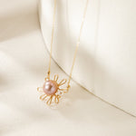 Purple Fairy Series Small Sun Pearl Pendant Necklace - floysun