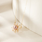 Purple Fairy Series Small Sun Pearl Pendant Necklace - floysun