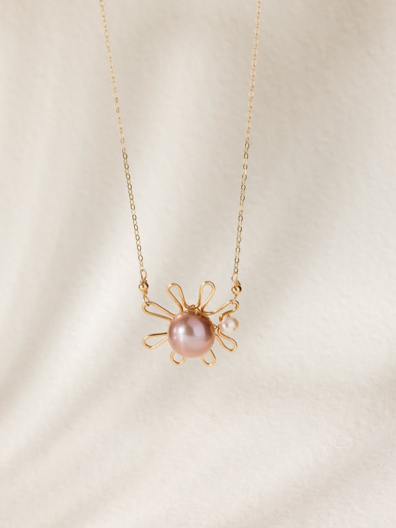 Purple Fairy Series Small Sun Pearl Pendant Necklace - floysun