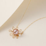 Purple Fairy Series Small Sun Pearl Pendant Necklace - floysun