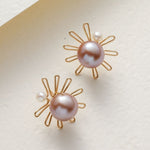 Purple Fairy Series Small Sun Pearl Stud Earrings - floysun