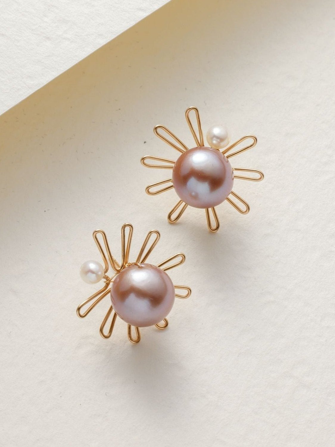 Purple Fairy Series Small Sun Pearl Stud Earrings - floysun