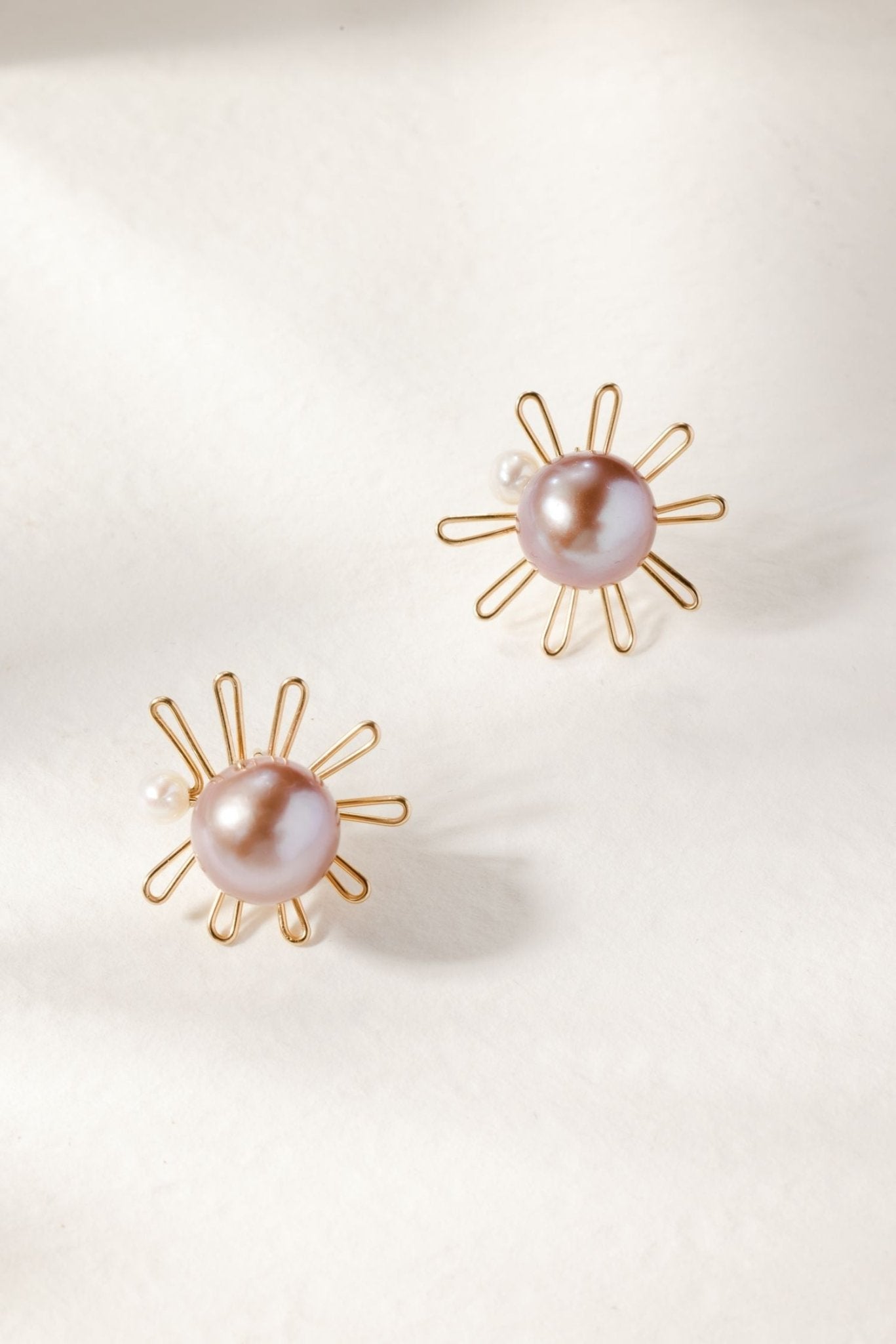 Purple Fairy Series Small Sun Pearl Stud Earrings - floysun