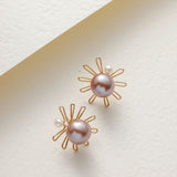 Purple Fairy Series Small Sun Pearl Stud Earrings - floysun