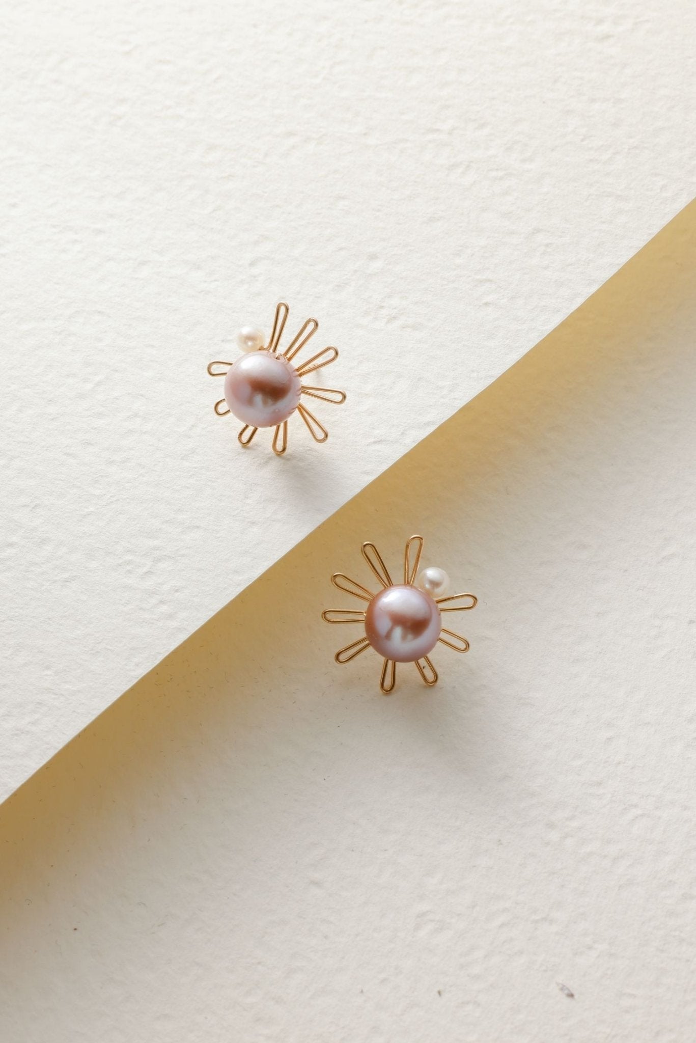 Purple Fairy Series Small Sun Pearl Stud Earrings - floysun