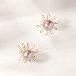 Purple Fairy Series Small Sun Pearl Stud Earrings - floysun