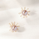 Purple Fairy Series Small Sun Pearl Stud Earrings - floysun