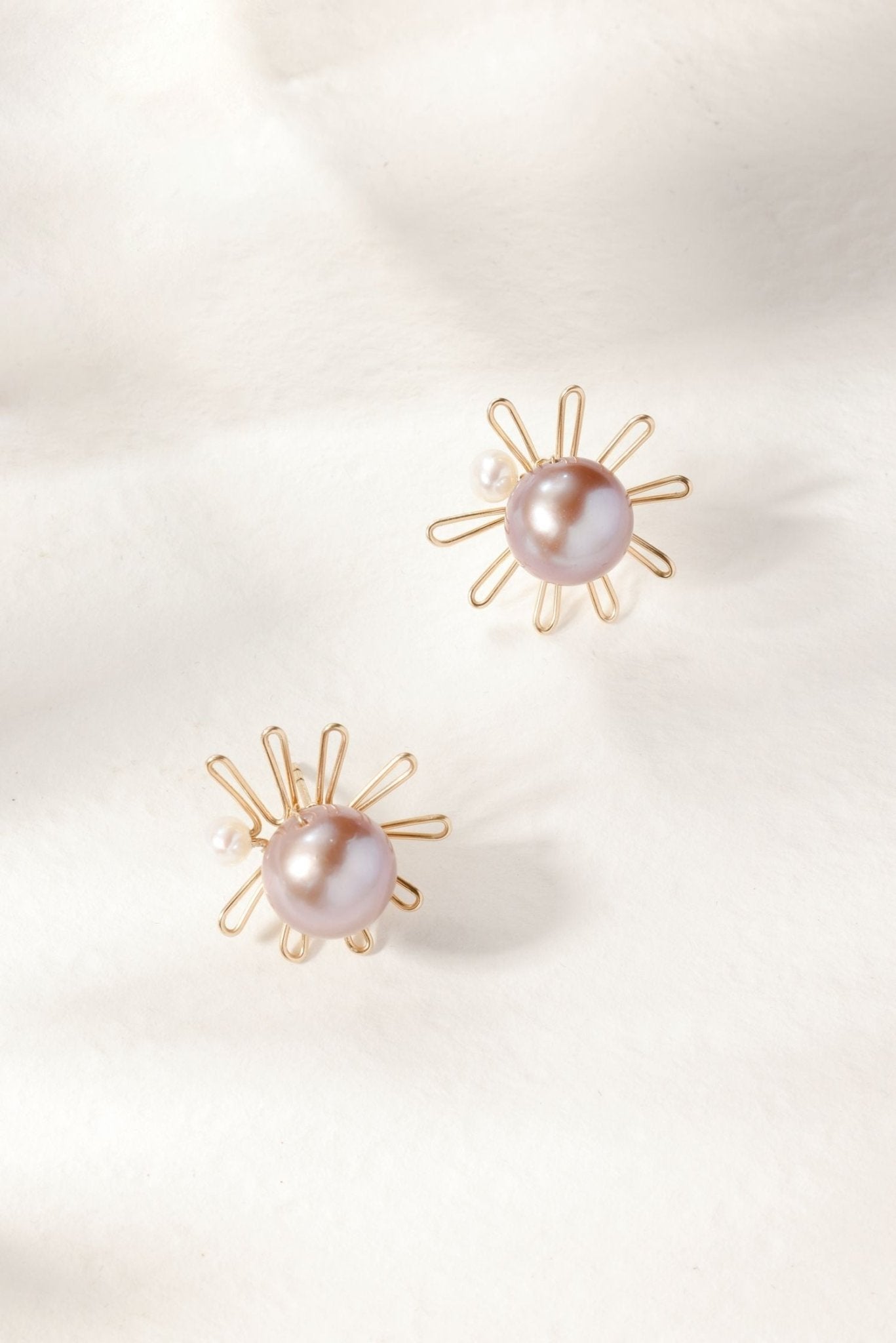 Purple Fairy Series Small Sun Pearl Stud Earrings - floysun