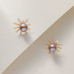 Purple Fairy Series Small Sun Pearl Stud Earrings - floysun