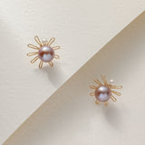 Purple Fairy Series Small Sun Pearl Stud Earrings - floysun