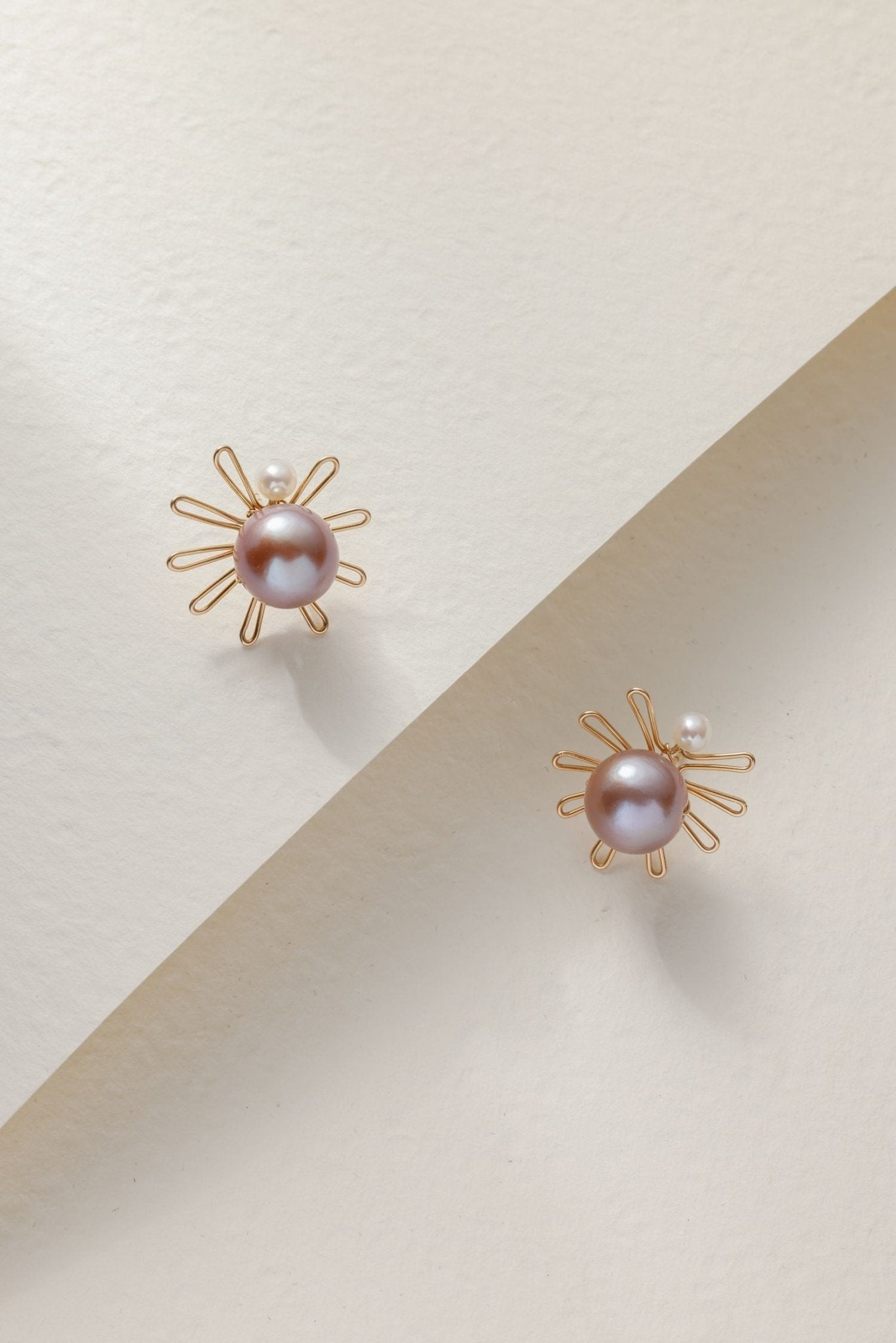 Purple Fairy Series Small Sun Pearl Stud Earrings - floysun