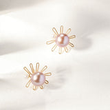 Purple Fairy Series Small Sun Pearl Stud Earrings - floysun