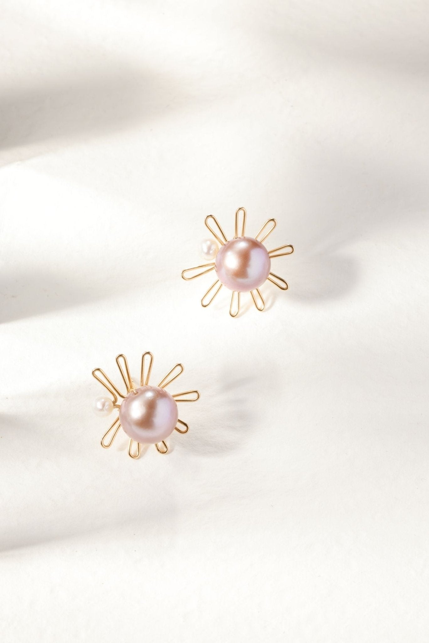 Purple Fairy Series Small Sun Pearl Stud Earrings - floysun