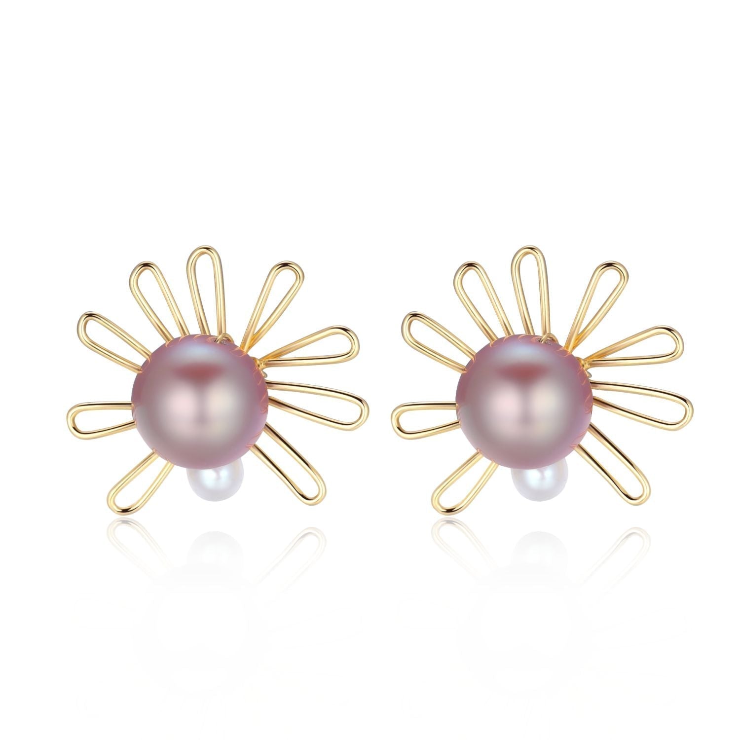 Purple Fairy Series Small Sun Pearl Stud Earrings - floysun