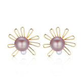 Purple Fairy Series Small Sun Pearl Stud Earrings - floysun