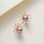 Purple Fairy Series Small Sun Purple Pearl Stud Earrings - floysun