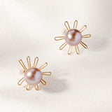 Purple Fairy Series Small Sun Purple Pearl Stud Earrings - floysun