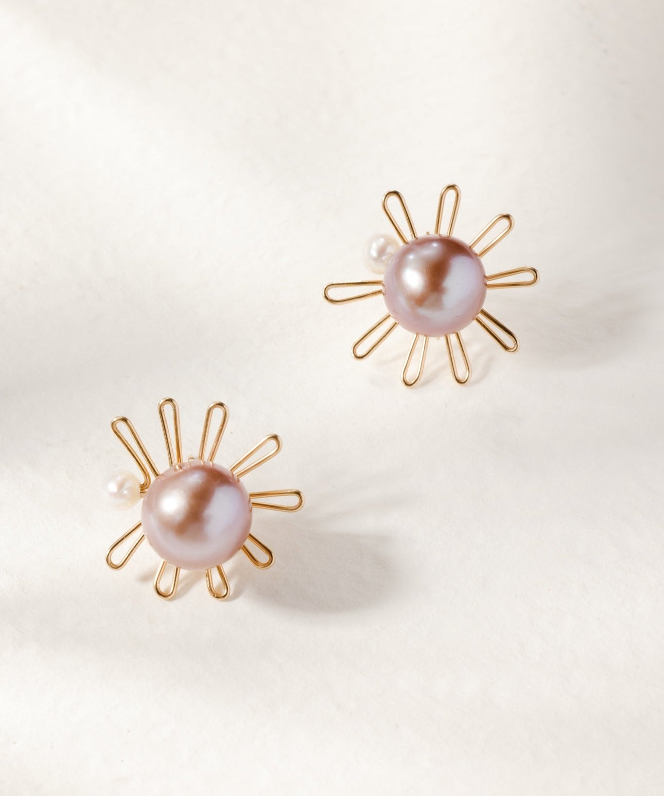 Purple Fairy Series Small Sun Purple Pearl Stud Earrings - floysun