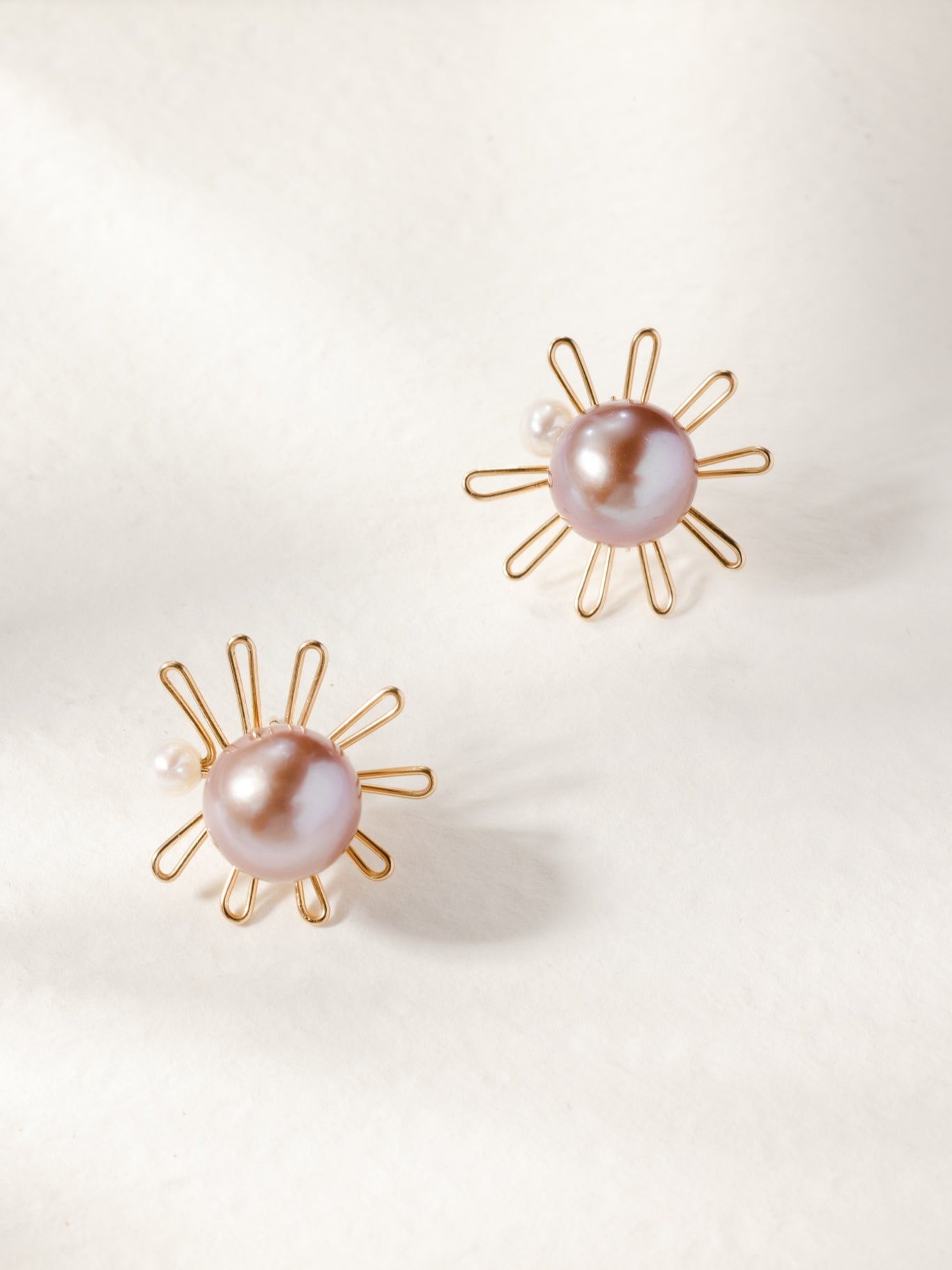 Purple Fairy Series Small Sun Purple Pearl Stud Earrings - floysun