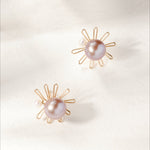 Purple Fairy Series Small Sun Purple Pearl Stud Earrings - floysun