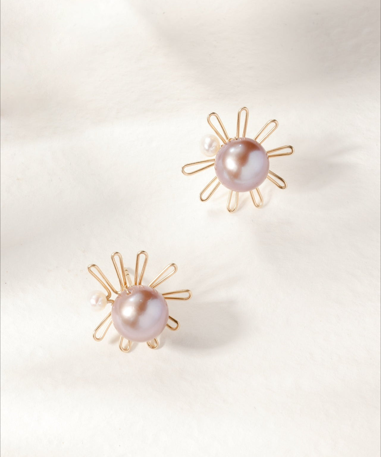 Purple Fairy Series Small Sun Purple Pearl Stud Earrings - floysun