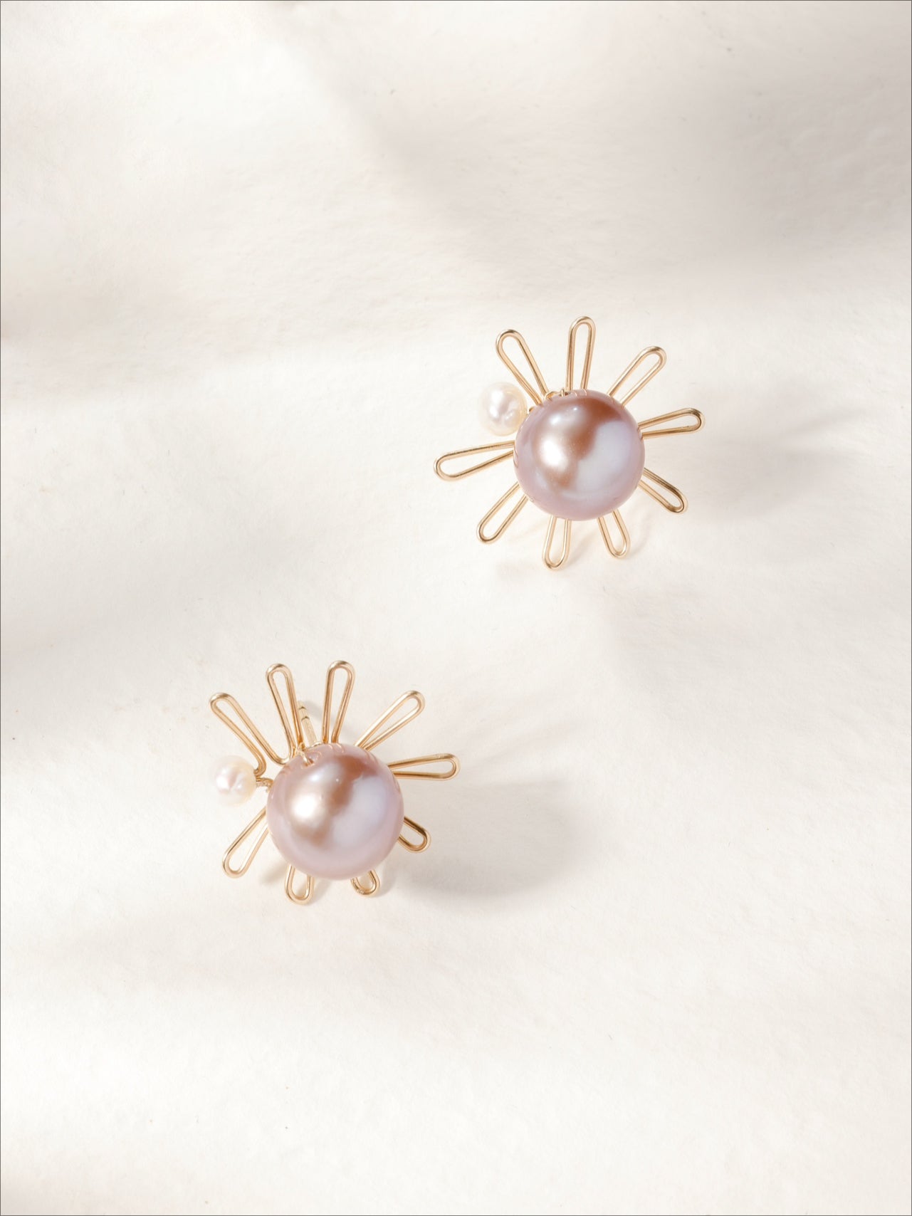 Purple Fairy Series Small Sun Purple Pearl Stud Earrings - floysun