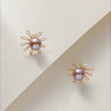 Purple Fairy Series Small Sun Purple Pearl Stud Earrings - floysun