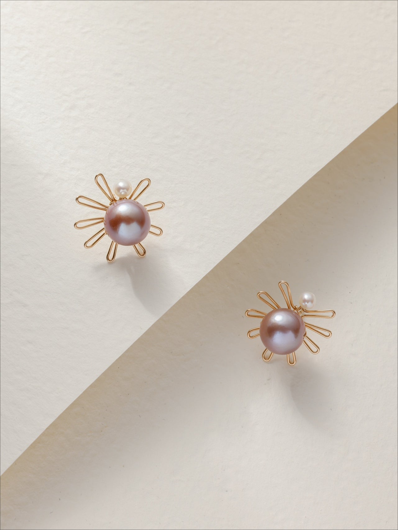 Purple Fairy Series Small Sun Purple Pearl Stud Earrings - floysun