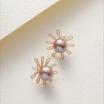 Purple Fairy Series Small Sun Purple Pearl Stud Earrings - floysun