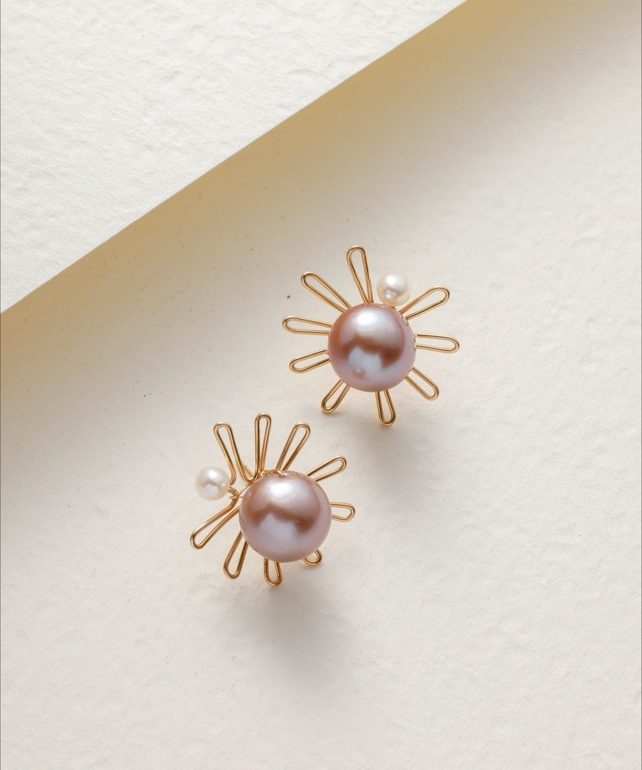 Purple Fairy Series Small Sun Purple Pearl Stud Earrings - floysun