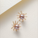 Purple Fairy Series Small Sun Purple Pearl Stud Earrings - floysun