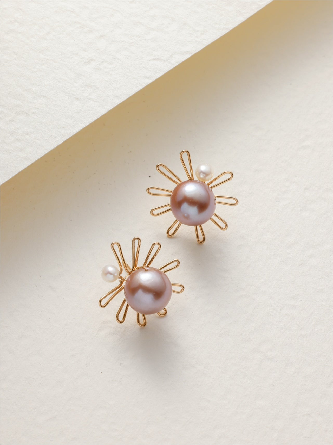 Purple Fairy Series Small Sun Purple Pearl Stud Earrings - floysun