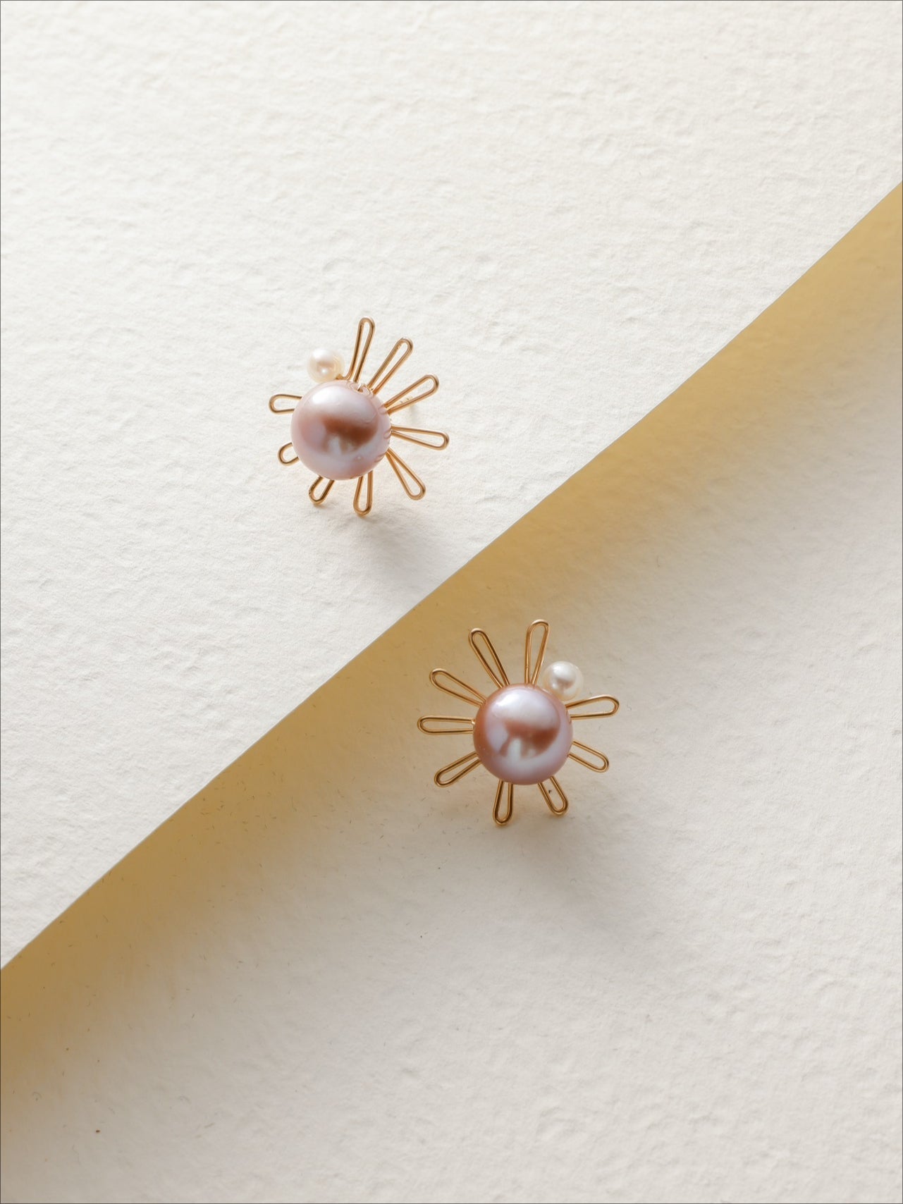 Purple Fairy Series Small Sun Purple Pearl Stud Earrings - floysun