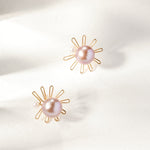 Purple Fairy Series Small Sun Purple Pearl Stud Earrings - floysun