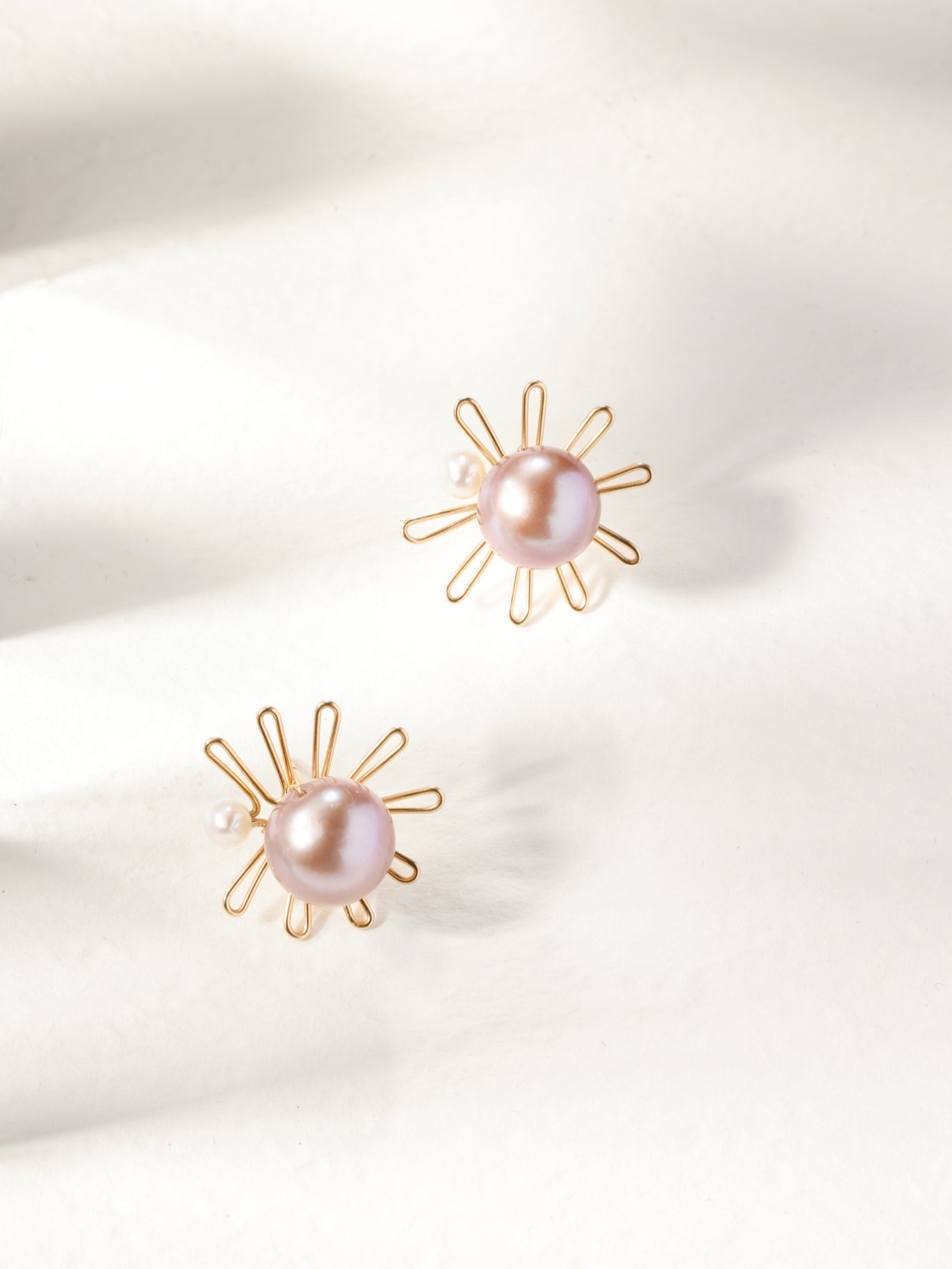 Purple Fairy Series Small Sun Purple Pearl Stud Earrings - floysun