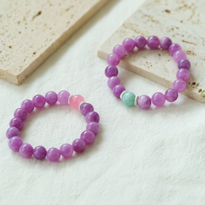 Purple Grapestone Elastic Beaded Bracelet - floysun