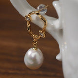 Radiant Baroque Pearl Zircon Drop Earrings - floysun