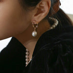 Radiant Baroque Pearl Zircon Drop Earrings - floysun