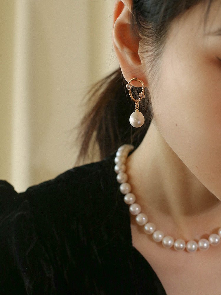 Radiant Baroque Pearl Zircon Drop Earrings - floysun