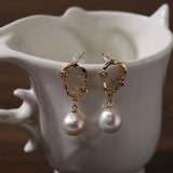 Radiant Baroque Pearl Zircon Drop Earrings - floysun