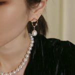 Radiant Baroque Pearl Zircon Drop Earrings - floysun