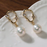 Radiant Baroque Pearl Zircon Drop Earrings - floysun