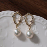 Radiant Baroque Pearl Zircon Drop Earrings - floysun