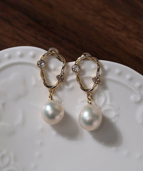 Radiant Baroque Pearl Zircon Drop Earrings - floysun