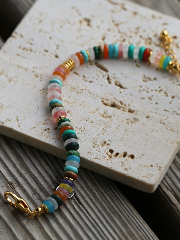 Rainbow Beaded Natural Stone Bracelet - floysun