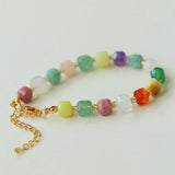 Rainbow Candy Cube Gemstone Beaded Bracelet - floysun