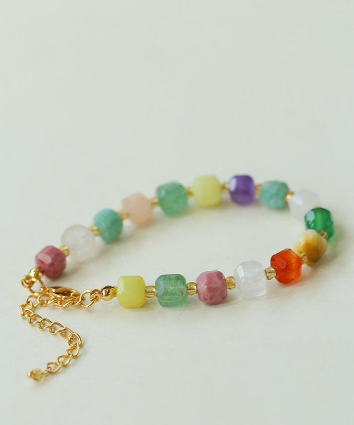 Rainbow Candy Cube Gemstone Beaded Bracelet - floysun