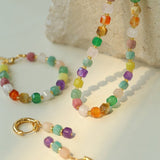 Rainbow Candy Cube Gemstone Beaded Bracelet - floysun