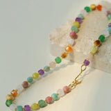 Rainbow Candy Cube Gemstone Beaded Necklace - floysun