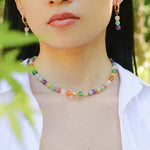 Rainbow Candy Cube Gemstone Beaded Necklace - floysun